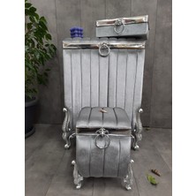 Bonny Home Luna Gri 3'lü Kirli Çamaşır Sepeti Havluluk ve Deterjanlık Takımı 3 Parça Banyo Seti