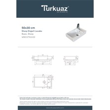 Turkuaz Seramik Sharp 50X30 cm Etajerli Lavabo