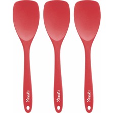 Jingyikeji Silikon Spatula Kaşık Seti, Isıya Dayanıklı Kauçuk Kaşık, Pişirme Karıştırma Aracı Için Dikişsiz Yapışmaz Esnek Kazıyıcılar, 3'lü Paket, Kırmızı (Yurt Dışından)