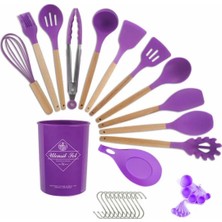 Jingyikeji 33 Pcs Mutfak Gereçleri Seti, Kikcoin Ahşap Saplı Silikon Pişirme Gereçleri Tutuculu Set, Spatula Silikon Isıya Dayanıklı Pişirme Aletleri Yapışmaz Tencere Için (Mor) (Yurt Dışından)