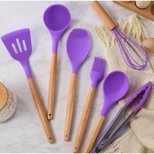 Jingyikeji 33 Pcs Mutfak Gereçleri Seti, Kikcoin Ahşap Saplı Silikon Pişirme Gereçleri Tutuculu Set, Spatula Silikon Isıya Dayanıklı Pişirme Aletleri Yapışmaz Tencere Için (Mor) (Yurt Dışından)