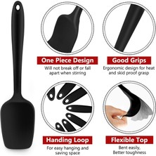 Jingyikeji Silikon Spatula, Siyah Kauçuk Spatula Seti, Kek/kurabiye/krema/reçel Için Isıya Dayanıklı Dikişsiz Pişirme Gereçleri, Ergonomik Sap ve Esnek Başlık, Yapışmaz ve Bulaşık Makinesinde (Yurt Dışından)