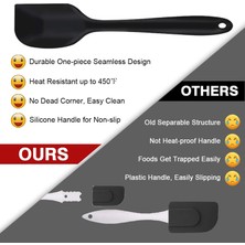 Jingyikeji Silikon Spatula, Siyah Kauçuk Spatula Seti, Kek/kurabiye/krema/reçel Için Isıya Dayanıklı Dikişsiz Pişirme Gereçleri, Ergonomik Sap ve Esnek Başlık, Yapışmaz ve Bulaşık Makinesinde (Yurt Dışından)