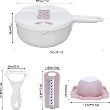Jingyikeji Çoklu Sebze Kesici Manuel Sebze Kesici Kıyıcı Gıda Parçalayıcı Dilimleme Aracı Mutfak Eşyaları 12IN 1 (Beyaz) (Yurt Dışından)