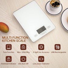 Jingyikeji Mutfak Terazisi, Şarj Edilebilir Dijital Gıda Terazisi 22LB 1G/0.05OZ Pişirme Pişirme Için Hassas Mezuniyet Temperli Cam Terazi, LCD Ekran, Kanca Tasarımı, Dara Fonksiyonu, Dokunma (Yurt Dışından)