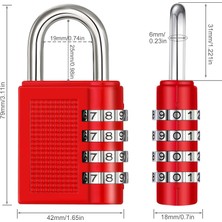 Jingyikeji Şifreli Kilit, 4 Haneli Şifreli Asma Kilit Dış Mekan, Okul Kilidi, Spor Salonu Kilidi (Kırmızı) (Yurt Dışından)