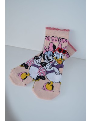 Asela Lisanslı Minnie Mouse ve Daisy Simli Soket 3lü Kız Çocuk Çorap