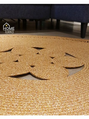 Home Turko Moderin Hasır, Yuvarlak, Desenli Naturel Jüt Hasır Kilim, Mutfak,salon Halısı /hediyelik, Ev Dekoru