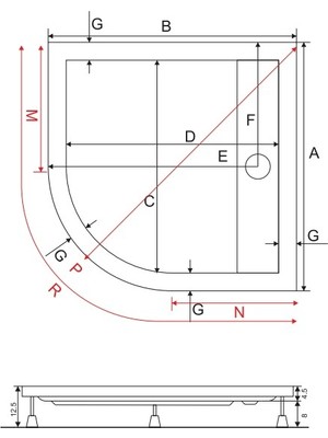 Shower 100X100 Drop Oval Monoblok Duş Teknesi (H:12,5 Cm)