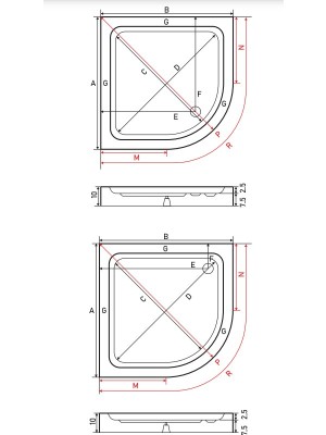 Shower 80X80 Frey Oval Slimblok Duş Teknesi (H:10 Cm)