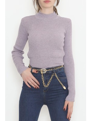 Tozlu Yaka Yarım Balıkçı Body Lila