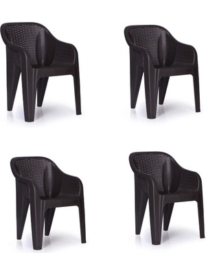 Alpsan Cup Ambalaj  Rattan 4'lü Lüx Bahçe&balkon Sandelye kahve