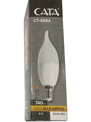 Cata CT-4084 8W 6400K (Beyaz Işık) E14 Duylu LED Kıvrık Buji Ampul (2 Adet)