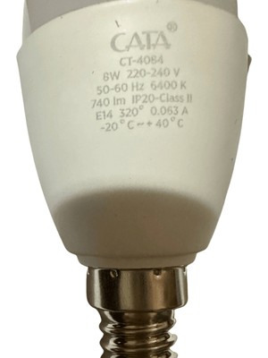 Cata CT-4084 8W 6400K (Beyaz Işık) E14 Duylu LED Kıvrık Buji Ampul