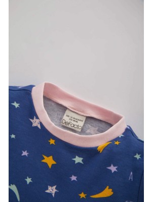 DeFacto Kız Bebek Yıldız Desenli Uzun Kollu Penye Pijama Takımı B8347A523WN