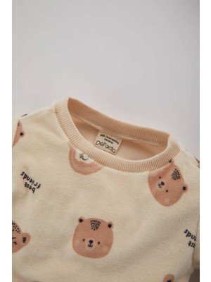 DeFacto Erkek Bebek Safari Baskılı Uzun Kollu Kadife Penye Pijama Takımı B9017A523WN