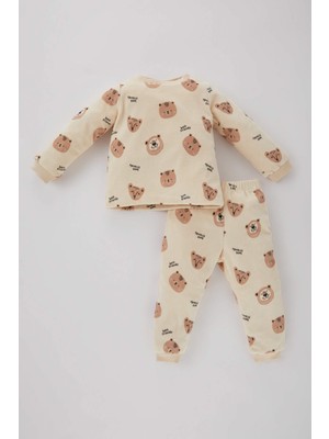 DeFacto Erkek Bebek Safari Baskılı Uzun Kollu Kadife Penye Pijama Takımı