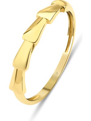 Kairos Jewelry 14 Ayar Altın Minimal Katmanlı Yüzük KRS175-14GR