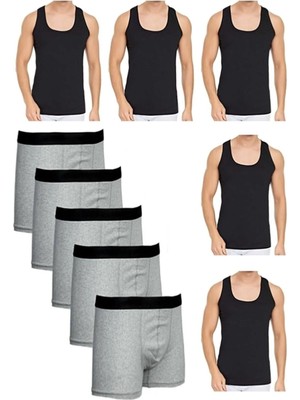 Tezzgelsin Erkek Dar Kalıp Atlet ve Boxer Set 5 Boxer 5 Atlet