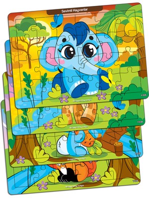KutuTR Notpa Çocuklar Için Eğitici ve Öğretici 24 Parça Ahşap Renkli Puzzle Sevimli Hayvanlar 4lü Set 13