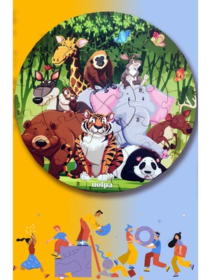 KutuTR Ahşap Hayvanlar Puzzle 41CM,MEGA Boy Renkli Hayvanlar Bebek, Çocuk ve Okul Öncesi Için Puzzle