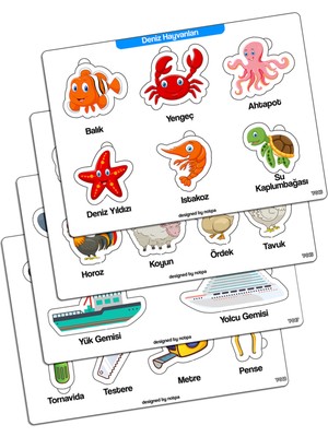 KutuTR Notpa Çocuklar Için Eğitici ve Öğretici Ahşap Renkli Yapboz 4lü Set 1