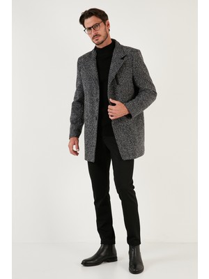 Buratti Düğmeli Kırçıllı Slim Fit Kaşe Kaban Erkek Kaban 5840099N