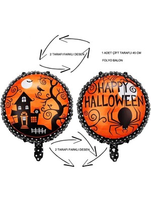Pandoli Halloween Örümcek ve Şato Temalı Folyo Balon 1 Adet 45 cm