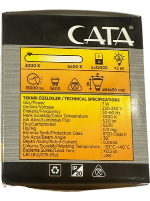 Cata CT-4215 Günışığı 7W GU10 Duylu LED Spot Ampul (4 Adet)