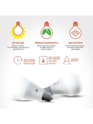 Valta 10'lu LED Ampul 5W Beyaz Işık E27 (6500K 220-240V)