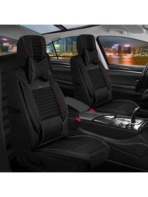 AG Store Ford Puma Uyumlu Yarı Deri Oto Koltuk Kılıfı Ön-Arka Set Elite Series Siyah