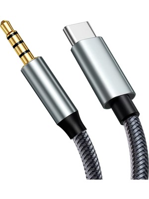 Hobimtek Hp-20 Metal Type-C - 3.5 mm Aux Ses Kablosu 1mt Jak Adaptörü Dongle Kulaklık Çevirici