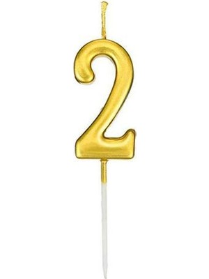 Dizayn Parti Evi Rakamlı Mum 2 - Gold