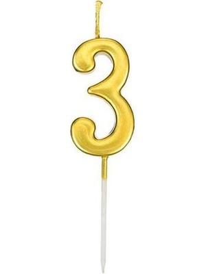 Dizayn Parti Evi Rakamlı Mum 3 - Gold