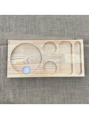 Private 1 Adet Otel Servis Karşılama Sunum Ikram Tepsisi Doğal Masif Ahşap 5 Bölmeli Kettle Ketil Altlığı 41X20 cm