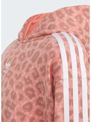 Adidas Düz Kız Çocuk Pembe Sweatshırt IJ0746 Crop Hoodıe