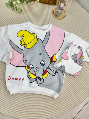 Baby Mini Elf Dumbo Baskılı Fittilli Beyaz Takım