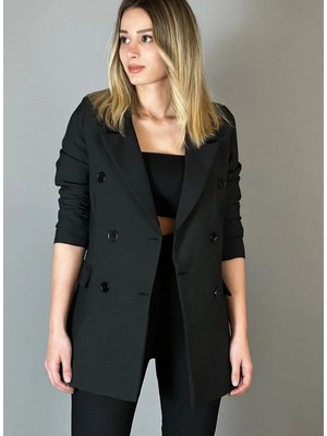 Zf Butik Kadın Siyah Düğmeli Blazer Ceket M Beden Rahat Kullanım Sunar