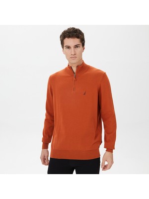 Nautica Erkek Turuncu Standart Fit Dik Yakalı Kazak S37104T.2BN