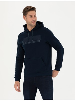 Pierre Cardin Erkek Lacivert Regular Fit Kapüşonlu Sweatshirt 50273929-VR033