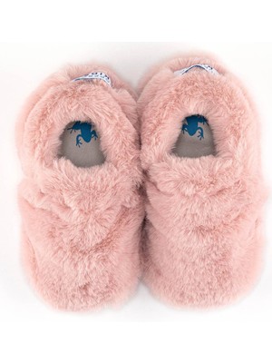 Hopfrög Kids Kız Bebek Kürklü Patik Pembe Peluş Üst ve Polar Astar ile Sıcak Tutma Özelliği