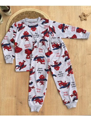 Beberium Erkek Çocuk Uzun Kollu Bisiklet Yakalı Spiderman Pijama Takımı