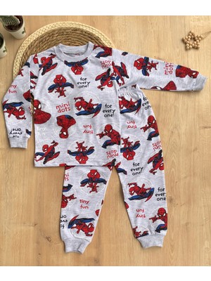 Beberium Erkek Çocuk Uzun Kollu Bisiklet Yakalı Spiderman Pijama Takımı