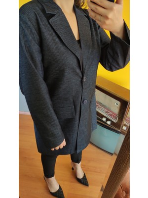 Deseo Boutique Kadın Koyu Lacivert Renk Kot Blazer Ceket