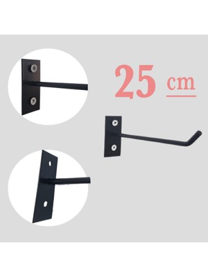Gri Dekor 60 Adet 25 cm Siyah Duvara ve Suntaya Monte Kanca, Monteli Kanca Askı, Aksesuar, Bijuteri Kancası