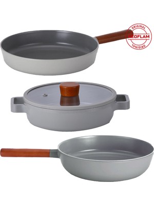Neoflam Fika Gri 4 Parça Pratik 26 cm Tencere Tava Wok Set