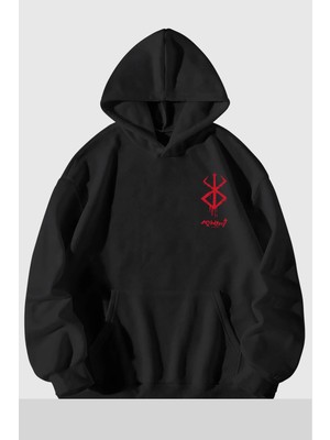 Populus Berserk Logo Ön - Arka Baskılı Kapşonlu Sweatshirt