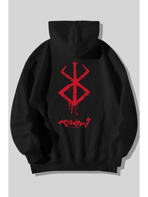 Populus Berserk Logo Ön - Arka Baskılı Kapşonlu Sweatshirt