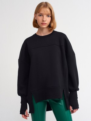 Dilvin 40111 Oversize Sweatshırt-Siyah