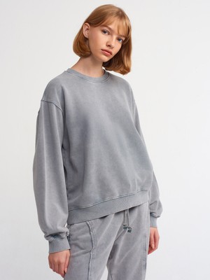 Dilvin 40144 Bisiklet Yaka Sweatshirt-Gri